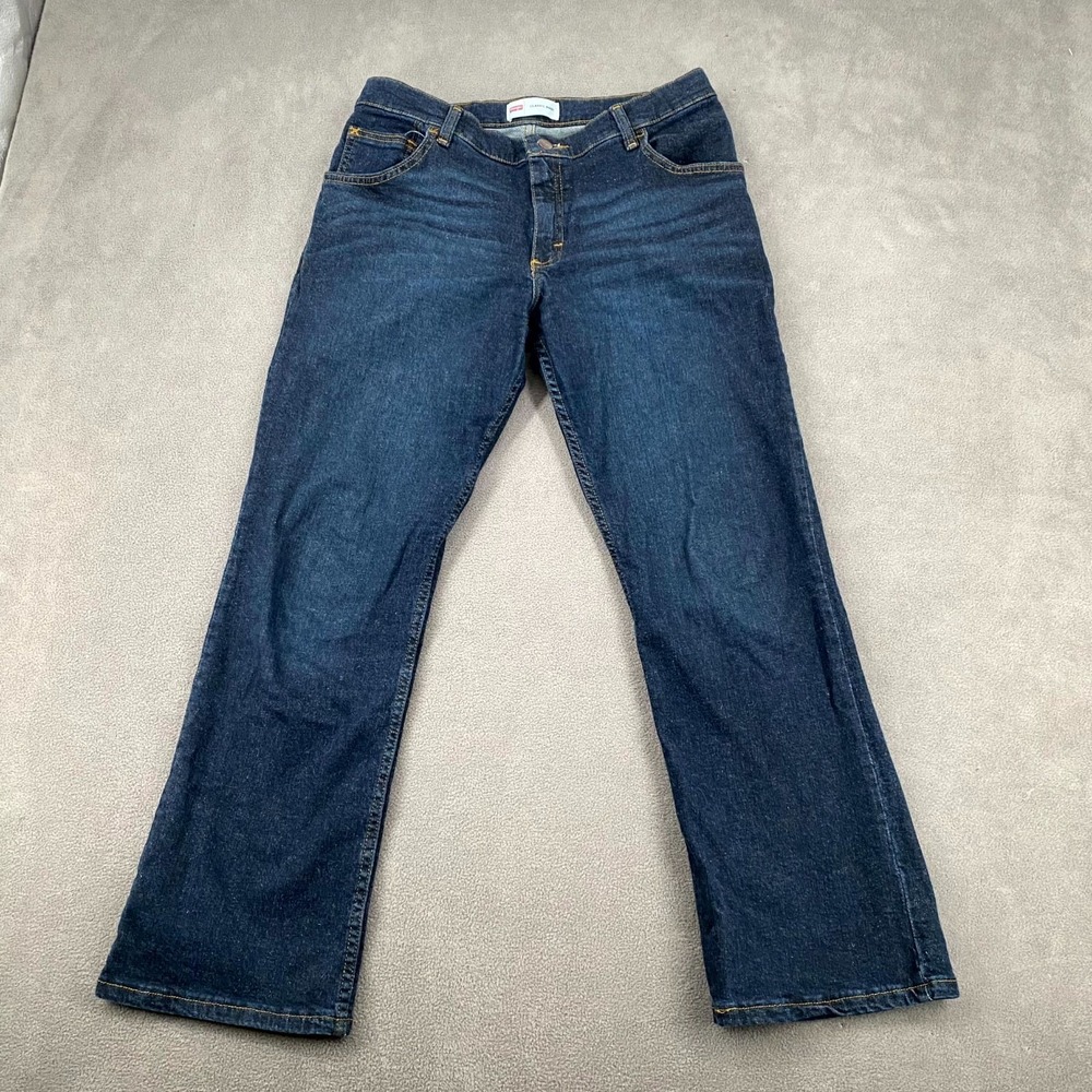 Wrangler Classic Bootcut Jeans Boys 16 Husky Blue Denim Cotton Stretch Mid Rise